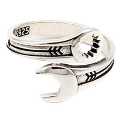 小扳手镀银小众戒指可调节指环