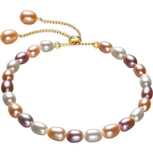 悦宫珠宝绮罗 浪漫粉色淡水珍珠手链巴洛克珍珠手串双流苏提溜S