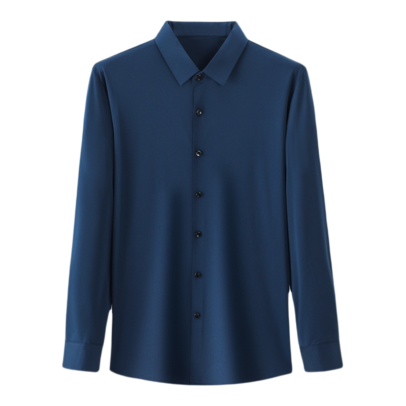 保罗男款高弹力衬衫男长袖黑色抗皱冰丝春秋商务弹性大码白衬衣夏