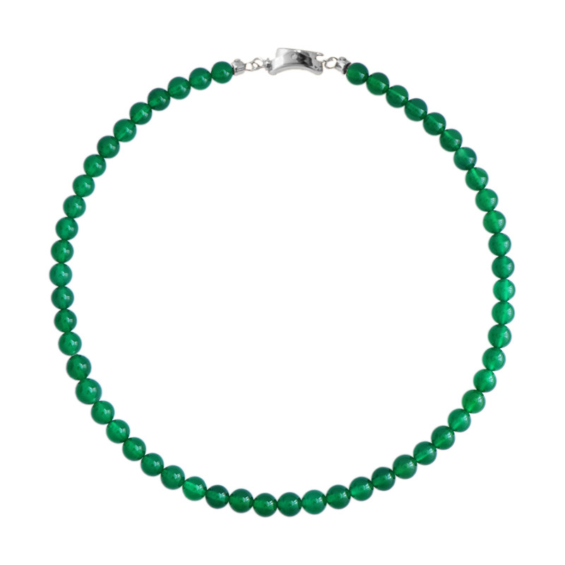 天然绿色玛瑙玉髓串珠项链女款碧玉石珠子翡翠新中式锁骨颈链配饰