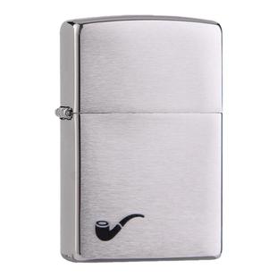 官方正版zippo之宝煤油防风打火机烟斗200PL拉丝个性创意送礼zoop