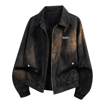 马克华菲休闲翻领麂皮绒夹克男士
