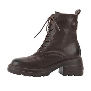 吴大叔红云鞋2025秋冬厚底马丁靴气垫缓震时尚英伦风休闲真皮短靴