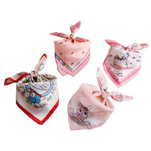 宝宝丝巾女婴儿小方巾儿童围巾真丝纱巾三角护颈围脖防风春季春秋