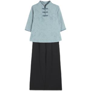 民国风复古唐装棉麻茶服女春夏季中国风汉服改良旗袍上衣中式套装
