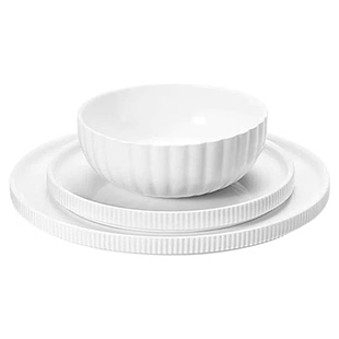 Georg Jensen乔治杰生BERNADOTTE陶瓷餐具北欧碗盘碟三件套纯白