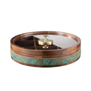 实木分格干果盒客厅家用茶几抽纸盒高档零食收纳盒点心摆放果盘