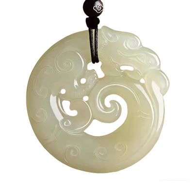 天然和田玉鱼化龙吊坠