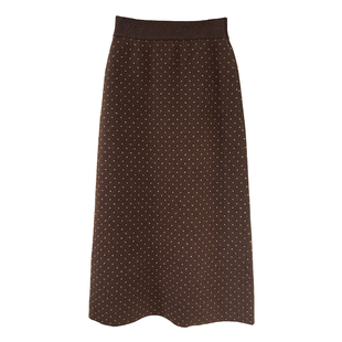 misslady复古洋气加厚羊毛成分波点针织半身裙女高腰修身包臀长款