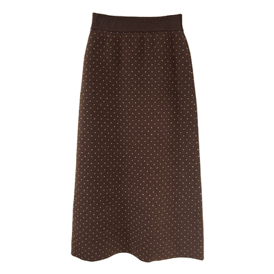 加厚羊毛成分波点针织半身裙