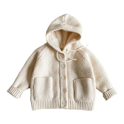 韩版针织衫加绒儿童宝宝时髦连帽