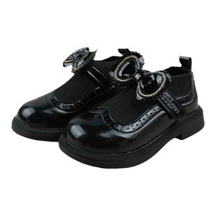 abckids童鞋2024春秋款女小童商场同款蝴蝶结休闲皮鞋P331207410