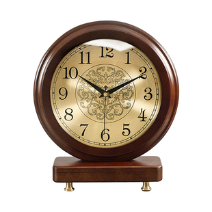 欧式台钟客厅家用时钟装饰钟表摆件电视柜台木质坐钟复古静音座钟