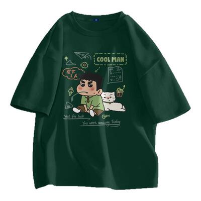 GENIOLAMODE山系短袖男款夏季户外露营青少年纯棉宽松五分袖t恤男