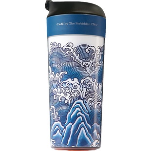 故宫角楼咖啡宫廷随行杯青花海水江崖随手杯便携隔热水杯350ml