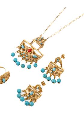 圆珠古风镂空吊坠托宫廷轻奢随身项链戒指耳饰银