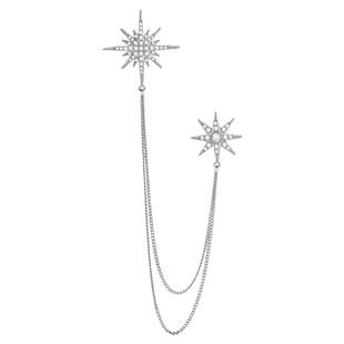 气质八芒星链条胸针男女高级感轻奢小众流苏镶锆石胸花西服装饰品