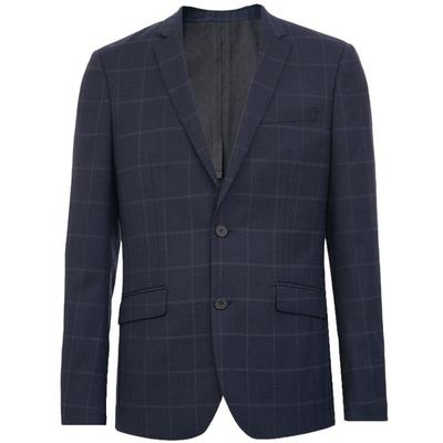 绫致时尚含羊毛格纹修身商务西服