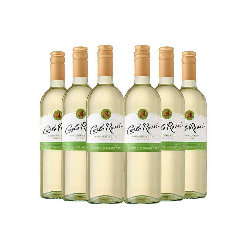 加州乐事 清爽白半甜白葡萄酒750ml*6整箱装 美国原瓶 进口红酒