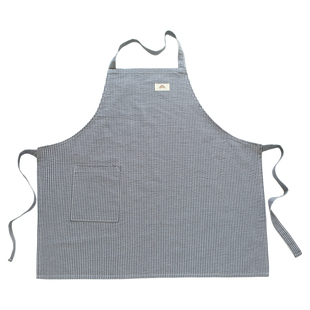 5506日式条纹围裙套装男女通用纯棉格子系带厨房烘焙百搭脖围腰