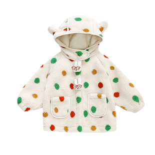 女童加绒外套秋冬季2025新款加厚保暖儿童装女宝宝冬装羊羔绒衣服