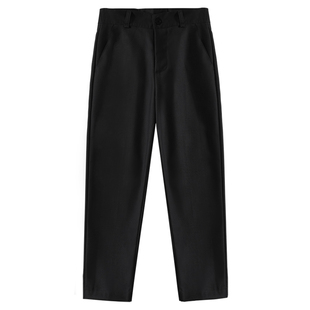 儿童加绒西裤藏青色男童女童深灰色白色西装裤校服裤子小学生秋冬