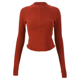 高级感红色健身服女运动穿搭长袖高端普拉提训练紧身显瘦上衣秋天