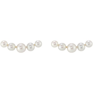 日本Star Jewelry gir*同款五颗天然淡水珍珠微笑耳钉925纯银耳环