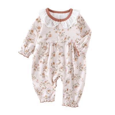 公主风长袖女宝宝连体衣