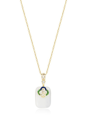 AIR-HORIZON新中式平安无事牌吊坠国风祥云纹设计925银玉髓项链女