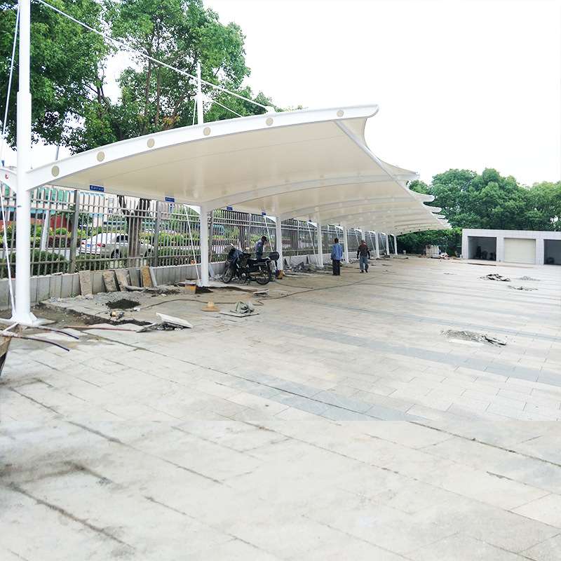 厂家安装膜结构车棚钢结构车棚安装汽车遮阳棚棚上门电动车停车