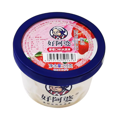 【新品】好阿婆杯装冰淇淋83g草莓蜜瓜味冰激凌雪糕批发冰糕冷饮