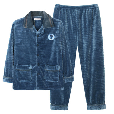 珊瑚绒睡衣男冬季加厚加绒家居服