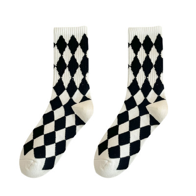 OYEM吸汗防臭女棉刺绣中筒袜