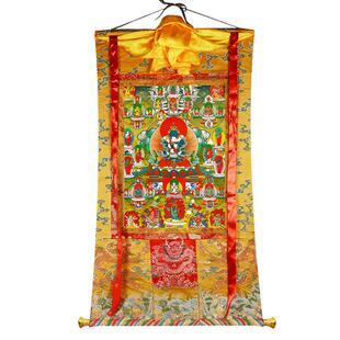 闯隆文武百尊唐卡挂画 西藏矿物颜料文百尊武百尊藏式客厅装饰画