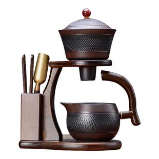 紫陶茶具高档轻奢高端大气上档次高级感懒人自动磁吸泡茶专用套装