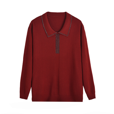 大码洋气减龄妈妈装烫钻打底毛衣