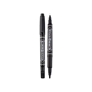 美术专用勾线笔小学生黑色油性防水速干记号笔幼儿园描边绘画笔工地划线粗细两头马克笔儿童双头签到签字笔