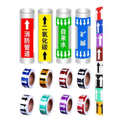 管道流向标识贴纸国标色环箭头