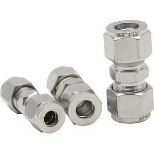 304/316不锈钢卡套直通中间接头等径二通卡套两通变径异径仪表管8