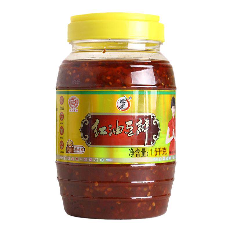 恒星牌红油豆瓣郫县特产豆瓣酱正宗四川家用炒菜调料1.5kg大瓶装