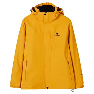 骆驼户外冲锋衣男女款三合一黄色外套冬季防风防水进藏三防登山服