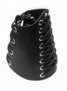 杀马特鞋带黑厚皮革护腕式大手带