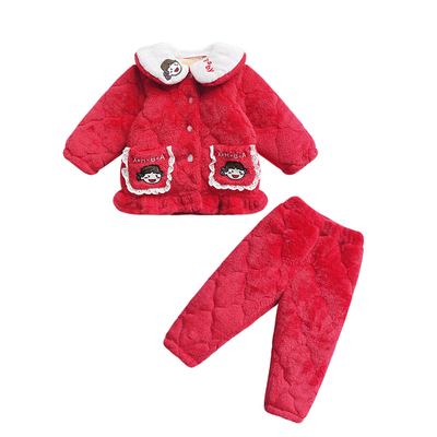 冬季儿童睡衣加厚款珊瑚绒加绒