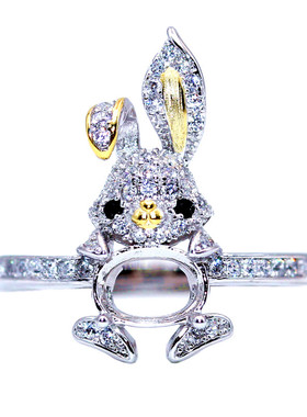 秘密花园精工拼色18k戒指空托