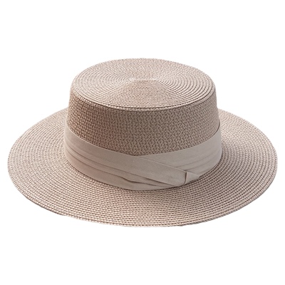 粉色宽沿法式平沿防晒帽平顶