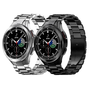 AKGLEADER不锈钢金属手表带适用三星手表watch4/5/6/7 Ultra Pro 表带46mm官方专用无缝8classic连接钢带腕带