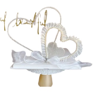 网红女神三层爱心钻石蝴蝶结成品铁架铁艺蛋糕生日烘焙装饰摆件