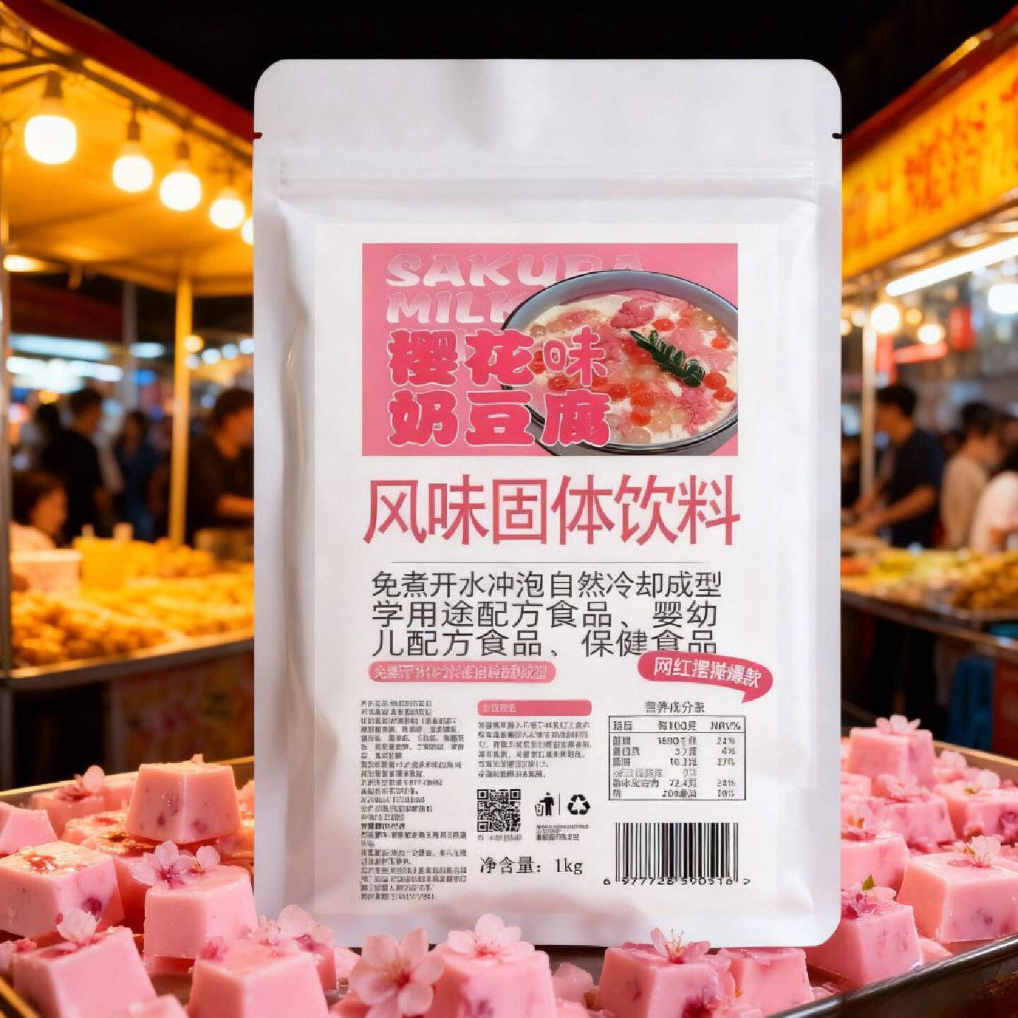 网红奶豆腐冻粉整箱批发樱花奶豆腐布丁白凉粉果冻专用