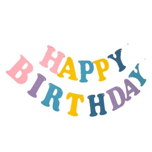 生日派对装饰 小红书博主马卡龙色加厚无纺布HappyBirthday拉旗